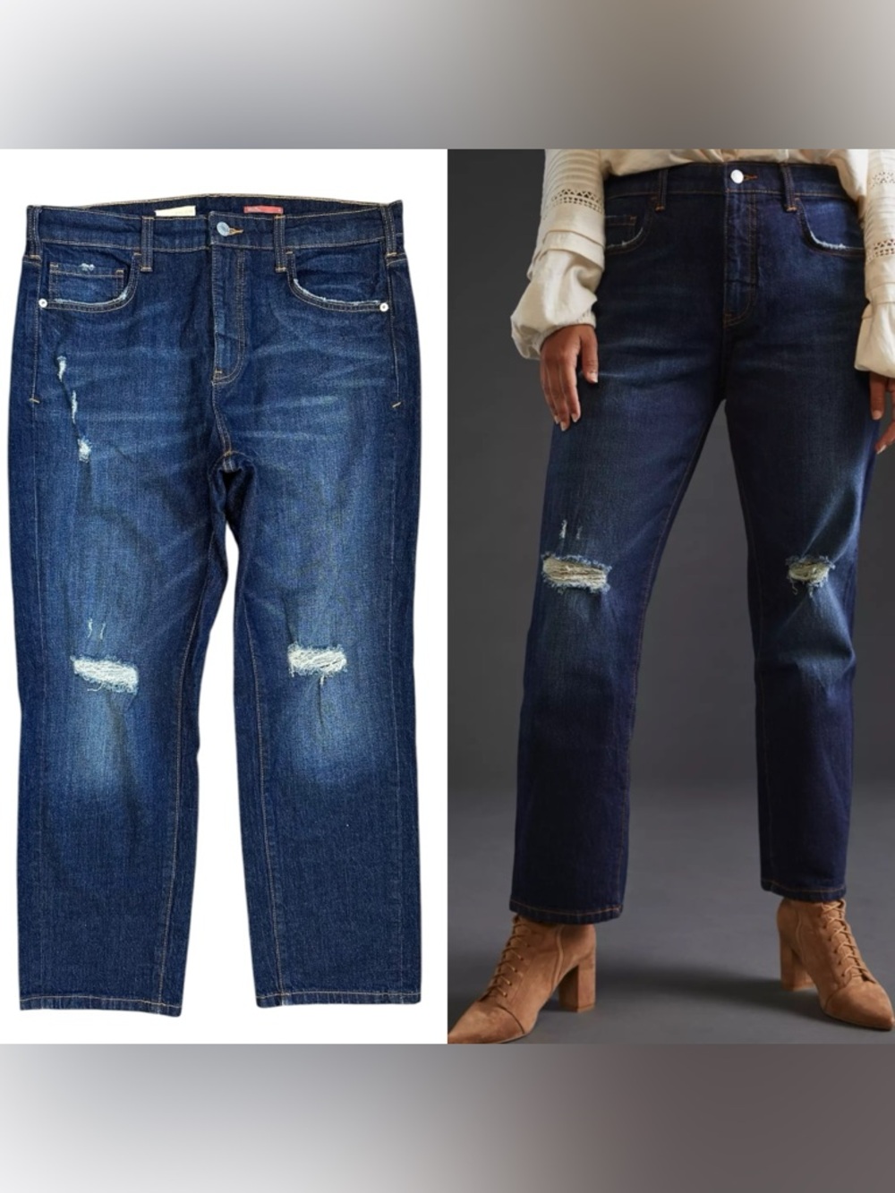 Anthropologie Pilcro Borrowed Dark Wash Distressed Zipper Fly Boyfriend Jeans 29